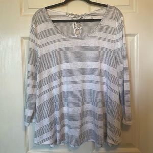 White and Green Blouse